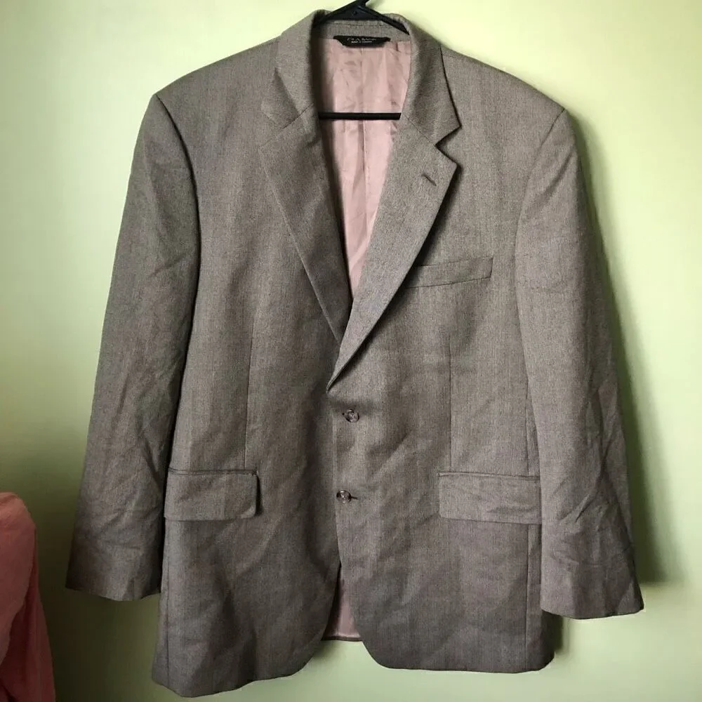 Jos. A. Bank Mens Executive Sportcoat 43R Taupe 100% Loro Piana Wool Travel